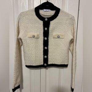 Mango Pocket tweed cardigan